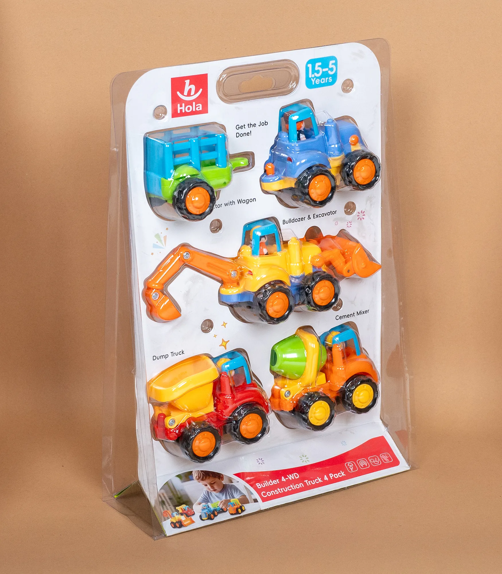 326-04.webp Set građevinskih vozila 326 – 5 autića (bager, kamion, mešalica, traktor i prikolica) - Slika 1