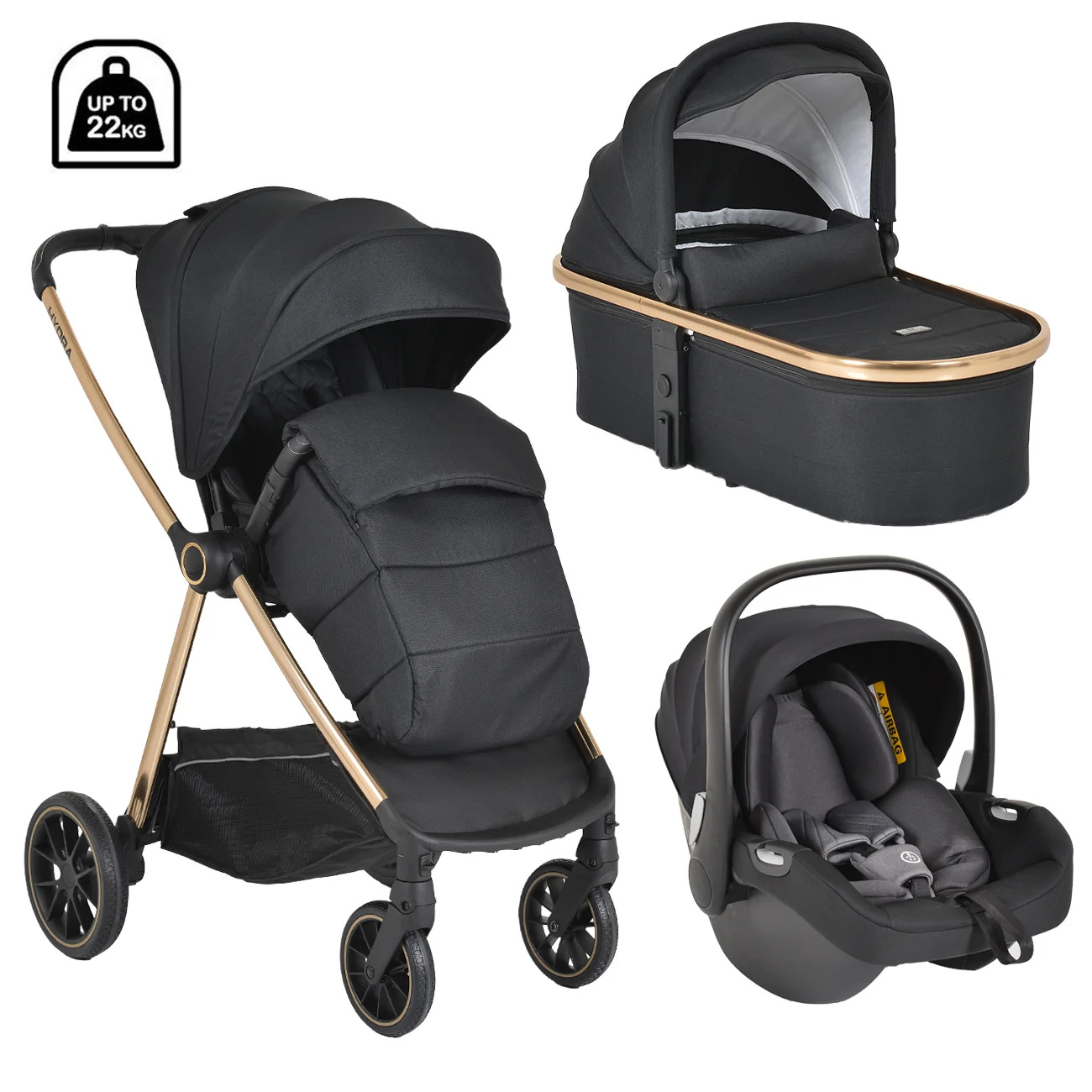 hydra-black-i-size-sediste-2.jpg Cangaroo Kolica za bebe Hydra 3u1 iSize sedište - Slika 1